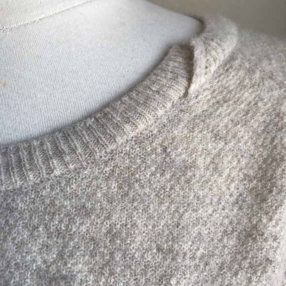 Knit by Note Chic Korean Asymmetrical Long Sleeve Sweater Wool Blend Beige Gray - Picture 7 of 16